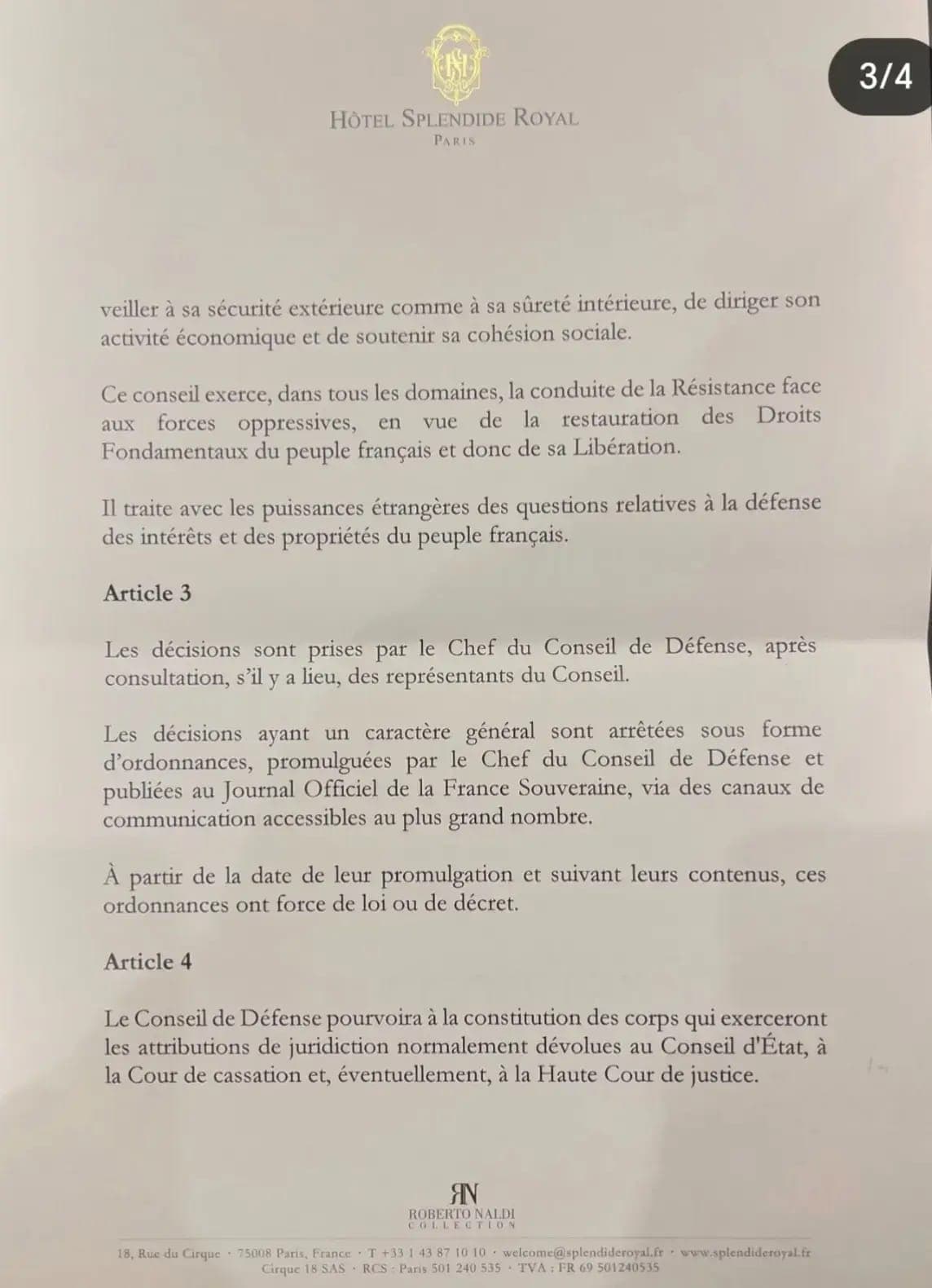 Proclamation et Ordonnance